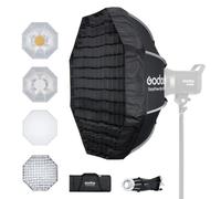 Godox EazyFlow Quick-Release Softbox, Foltbare Octabox Quick Setup, Bowens Mount Soft Box mit Diffusoren Honeycomb Grid für Studio Streaming Outdoor Portrait Fotografie (Bty 65 Schwarz Silber)