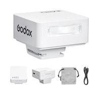 Godox IM20 Mini flash per fotocamera, tempo di riciclo 3s, tempo di flash 440 piena potenza, batteria al litio integrata per Fuji, Canon, Nikon, Sony, Olympus (bianco)