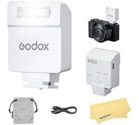 Godox iM22 Mini Flash per Fotocamera Ultra-Portatile Bianco Flash per Fotocamera per Canon Sony Nikon Fuji Panasonic Olympus Pentax, Riciclo Rapido 3s,Uscita Regolabile a 5 Livelli,Batteria da 470 mAh