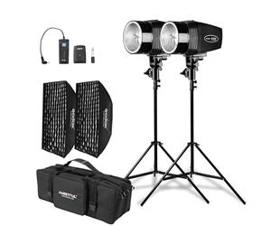 Godox Kit di 2 luci stroboscopiche K-180A, kit di luci stroboscopiche da studio da 180 W per fotografia, monolight compatti da 5600 K con grilletto RT-16, softbox, treppiedi, borsa portaoggetti