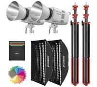 GODOX LE200Bi 220W Kit luce video LED COB bicolore con 90×60cm softbox a sgancio rapido, stativo da 280 cm / 9,18 piedi, 2800K-6500K, CRI 98+, Bluetooth/DMX per studio, produzione video YouTube bian