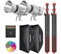 Godox LE200D - Set di luci video a LED da 220 W con softbox da 90 × 60 cm con cambio rapido, treppiede da 280 cm, 5600 K, CRI 96+, controllo Bluetooth/DMX per riprese in studio e YouTube, confezione