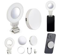 Godox LR15Bi &LR30Bi Kit Luce Video LED Luce Rotonda Magnetica e Anello di Luce a Clip con Specchio, CRI 97 Bi-Color 2800K-6500K, Luce di Riempimento Pieghevole per Smartphone, Live Stream, Vlog