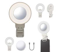 Godox LR30Bi LED Anello Video, Luce Soft a Emissione Laterale con Specchio Integrato, Bicolore 2800K-6500K, CRI 97+, USB-C, Trucco, Montaggio a Clip per Smartphone, Creazione Contenuti e Selfie