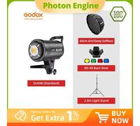 Godox Luce video LED SL-60W SL60W 5600K Luce video bianca Luce continua + Softbox con griglia a nido d'ape da 60 cm + Kit supporto luce da 2,8 m