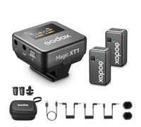 GODOX Magic XT1 - Microfono wireless 2,4 G per fotocamera/smartphone (2TX + 1RX custodia di ricarica), mini microfono lavalier con riduzione del rumore, durata della batteria 16H, touch screen 200 m