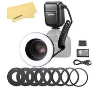 Godox MF-R76 LED Micro Ring Flash con Batteria agli ioni di litio da 2600 mAh e Anelli Adattatori per Display LCD per Canon Sony Nikon Fuji Olympus Panasonic Pentax Flash Speedlight Speedlite Light