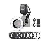Godox MF-R76 Universal Macro Ring Flash Light GN14 10 livelli di luminosità regolabile con 8 pezzi di Anello Adattatore per Canon Nikon Sony Fuji Olympus Panasonic Pentax DSLR Camera