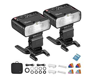 Godox MF12-K2 2 Kit Macro Flash Speedlite 2,4 GHz GN16 TTL OLED Schermo a Cristalli Liquidi con Anello di Montaggio MF-AR per Nikon Sony Canon Fuji Olympus e Panasonic