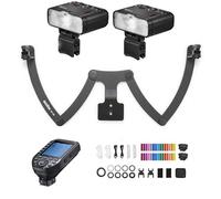 Godox MF12-K2 2PCS Macro Flash 2.4G Guida di controllo della trasmissione wireless N. 16 Modalità TTL M con filtro colorato Slitta fredda con trasmettitore trigger flash e supporto flash