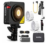 GODOX ML100Bi Kit2 - Luce video portatile a LED con supporto batteria a V, Bi-Color 2800-6500K COB, supporta DC/V Mount batteria/USB-C Powerbank, TLCI97 CRI98 luce fissa per videografia