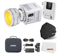 Godox ML150BI Bi-Color LED Video Light, 2800K-6500K 61054 Lux Video Lighting Kit, APP/DMX/NFC Addition Control, con obiettivo ML-Z Zoom e adattatore V-Mount ML-VMA + AD-S60S Softbox