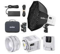 Godox ML150BI Bi-Color LED Video Light, 2800K-6500K 61054 Lux Video Lighting Kit, APP/DMX/NFC Addition Control, con obiettivo ML-Z Zoom e adattatore V-Mount ML-VMA + AD-S60S Softbox
