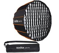 Godox QR-P70 Softbox parabolico portatile da 70 cm, installazione rapida e veloce, con diffusore frontale e interno per Godox SL-60W VL150 VL300 UL150 SL150WII SL200WII SZ150R(con griglia in tessuto)