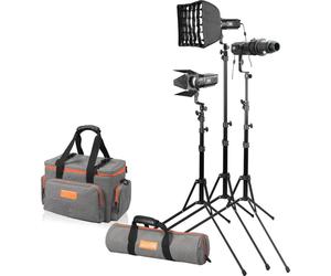 Godox SA-D Kit di 3 illuminatori a led S30 con messa a fuoco + 3 stativi + 2 softbox + accessori