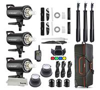 Godox SK400II 3 x 400 Ws 2,4 G Bowens Mount Stroboscopico Set flash per fotografia illuminazione ritratto - supporto luce softbox, porta fienile, ombrello, trigger senza fili, borsa per il trasporto