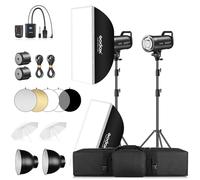 Godox SK400III-V - Kit stroboscopico da studio da 800 W, aggiornamento 2026, kit flash wireless da 400 W 2,4 G con riflettore, trigger AT-16, 2 softbox, 2 ombrelli, 2 supporti per luci per fotografia