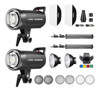 GODOX SK400IIV*2 Flash da Studio Stroboscopico SK400II-V Bowens Mount Kit,Sistema X Wireless 2.4G,5600±200K,Lampada per Modellazione LED con Montaggio Bowens per Studio (SK400II Versione Aggiornata)