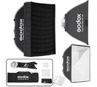 GODOX Softbox Godox EazyFlow Rect 60 x 60 cm Softbox quadrato, 60 x 60 cm, modificatore portatile a piegatura rapida con griglia, supporto Bowens per flash da studio e luce video LED, per ritratti e