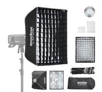 Godox Softbox rettangolare 45 cm x 60 cm, con diffusore a griglia, montaggio Bowens, softbox compatto per fotografia per riprese fotografiche, luce continua, flash stroboscopico monolight