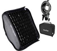 Godox - Supporto a S con supporto pieghevole da 40 x 40 cm, Softbox e griglia a nido d'ape e borsa a nido d'ape