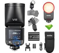 Godox V1 mid C V1midC TTL Flash per Canon, mini flash con testa rotonda e touchscreen, tempo di ricarica di 1,7 secondi, 650 lampi a piena potenza, lampada pilota a LED da 2W, sincronizzazione ad alta
