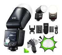 Godox V1 mid N con diffusore AK-R11, Flash per Fotocamera a Testa Rotonda TTL V1mid N per Nikon, TTL & HSS 1/8000s, Potenza 55Ws, Ricarica 1.7s, 650 Lampi, Sistema 2.4G X, Schermo Touch a Colori
