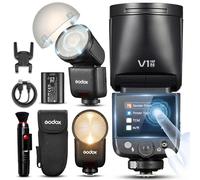 Godox V1 MID N Flash per NIKON con Cupola diffusore AK-R11, Speedlite a testa rotonda da 55Ws, oltre 650 lampi, TTL/HSS 1/8000s, V1MID per Nikon Z5II Z6III Z8 Z50II Z30 D850 Z5 Z50 ZFC Z6II Z9 Z7