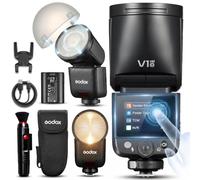 Godox V1 MID O Flash per fotocamera Olympus & Panasonic con diffusore AK-R11, testa rotonda Speedlite, 650+ flash, TTL/HSS 1/8000s, flash da viaggio V1MID per E-M1 III, Pen-F, E-PL8, E-P5 e GH4 GX85