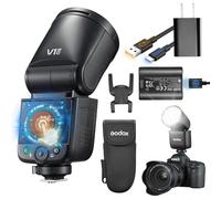 Godox V1 MID O Flash per Olympus e Panasonic, 55W Testa Rotonda con Schermo Touch, Ottiche 28mm, 650+ Lampeggi, Ricarica 1.7s, TTL/HSS 1/8000s, Ricarica USB-C, Attacco Magnetico AK-R1 (V1MID O)