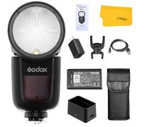Godox V1-N Round Head Flash Speedlight 2.4G TTL 1/8000 HSS for Nikon Fotocamera con 2600mAh Llitio Batteria, 480 Colpi di Piena Potenza per D5600 D3500 D750 D5600 D5300 Z6 + Colore del Regalo（V1-N）