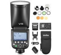 GODOX V1 PRO N Speedlight Flash a testa tonda on-camera Flash automatico E-TTL II Zoom Fresnel wireless 2.4G con AK-R1 Pocket Flash Light Accessori Kit compatibile con fotocamera Nikon 100V-240V