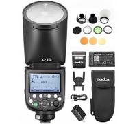 GODOX V1 PRO S Speedlight Flash a testa tonda on-camera Flash automatico E-TTL II Zoom Fresnel wireless 2.4G con AK-R1 Pocket Flash Light Accessori Kit compatibile con fotocamera Sony 100V-240V