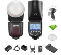 Godox V1 S con cupola diffusore (Godox AK-R11) Flash a testa rotonda per Sony, Speedlight Speedlite 76Ws 2.4G TTL 1/8000 HSS, tempo di riciclo 1,5 s, luce pilota a LED, lampada pilota a 10 livelli