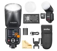 Godox V100-C V100 C Testa Rotonda Fotocamera Flash Camera FLash 2.4G Wireless TTL Speedlight Strobe 100Ws HSS 1/8000s con Batteria Agli Ioni di Litio per Fotocamere Canon