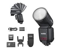 GODOX V100 N TTL Round Head Flash per Nikon,100W 2.4G HSS 1/8000 Speedlite,70 Flash Consecutivi a Piena Potenza 1.7s Riciclaggio,Supprot Type-C Charging con LED Modeling Lamp