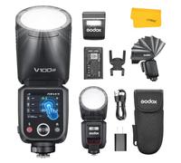 GODOX V100 N V100N Flash Testa Rotonda Compatibile con NIKON, Speedlight Strobo Luce Flash Light TTL Wireless 2.4G con Batteria al Litio Schermo Tattile Sub-flash Staccabile, Supporto Tipo C