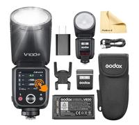 Godox V100-O V100 O Testa Rotonda Fotocamera Flash Fotocamera Flash TTL Speedlite 2.4G Wireless TTL Speedlight Strobe,100Ws HSS 1/8000s con Batteria agli ioni di litio per Fotocamere Olympus Panasonic