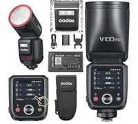 Godox V100N Flash a testa tonda Touch Screen, 100Ws Global Shutter Flash Sync 1/80000, 1/8000 HSS, batteria al litio incorporata, lampada di modellazione a 10 livelli LED (Godox V100N per Nikon)