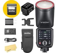 Godox V100N V100 N Flash per Fotocamera a Testa Rotonda con Trigger X3-N per Nikon,100Ws 2.4G TTL1/8000 HSS,400 Flashes a Piena Potenza,Batteria Agli Ioni Litio 7.2V/2980mAh,Tempo Riciclo 1.7s