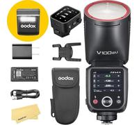 Godox V100S V100 S Flash per Fotocamera a Testa Rotonda con Trigger X3-S per Sony,100Ws 2.4G TTL1/8000 HSS,400 Flashes a Piena Potenza,Batteria Agli Ioni Litio 7.2V/2980mAh,Tempo Riciclo 1.7s