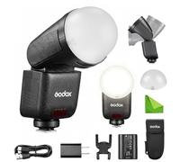 Godox V1mid-N con diffusore AK-R11, flash per fotocamera a testa rotonda TTL V1mid N per Nikon, TTL & HSS 1/8000s, potenza 55Ws, ricarica 1.7s, 650 lampi, sistema 2.4G X, schermo touch a colori