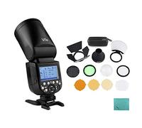 Godox V1O Professional Camera Flash Speedlite Wireless 2.4G Fresnel Zoom for Olympus Cameras for Wedding Portrait Studio Photography + Godox AK-R1 Pocket Flash Light Accessories Kit