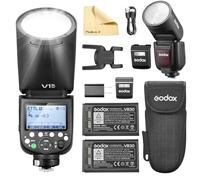 Godox V1PRO-C V1Pro C Testa Rotonda Fotocamera Flash con 2 Pacchi di Batterie Godox VB30 2.4G Wireless TTL Speedlight Strobe,76Ws HSS 1/8000s con Batteria Agli Ioni di Litio per Fotocamere Canon