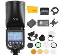 Godox V1S TTL Flash per Sony, 2.4G Wireless 1/8000s HSS Flash Testa Rotonda Batteria agli ioni di litio ad alte prestazioni con Godox AK-R1 Accessories Kit per Fotografia Studio/Ritratto/Matrimonio
