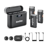 GODOX WEC kit2 Microfono lavalier wireless 2.4G a doppio canale,Durata batteria 8 ore, portata 200 m, cancellazione del rumore con custodia di ricarica per fotocamere, smartphone, PC, TikTok, YouTube