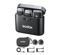 GODOX WEC Kit2 Sistema di microfoni wireless One-Trigger-Two 2.4G Microfoni a clip Cancellazione intelligente del rumore Trasmissione 200M con custodia di ricarica per smartphone da 3,5 mm