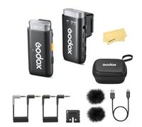 GODOX WEC-S KIT1 2.4GHz Sistema Microfonico Wireless per Sony, Corpo Mini 12g,Trasmissione Stabile 200m,Autonomia Fino 21Ore, Portabilità per Interviste,Streaming Live,Riprese All'aperto,Vlog