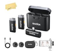 GODOX WES1 Kit2 Sistema Microfonico Wireless 2.4GHz,Corpo Mini,Rapporto Segnale/Rumore 70 dB,Suono Lossless 48KHz 16bit,Trasmissione Stabile 200 M (Doppio Canale Kit Versione Lightning)
