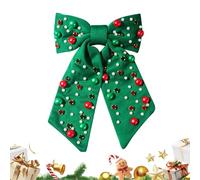 Godpqiui Fiocchi Per Capelli Natalizi,Elegante Fermaglio per Capelli con Strass e Perle | Per Acconciature E Styling - Per Feste Di Natale, Celebrazioni Per Le Vacanze Ed Eventi Festivi